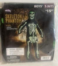 Kids Skeleton Costume Glow in the Dark Halloween Costume Size 6-7
