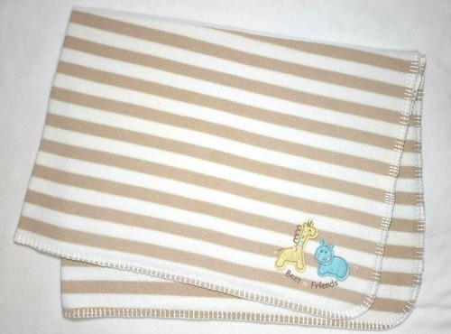 CIRCO Brown Tan Stripe Best Friends Giraffe Hippo Baby Blanket Fleece Target - Picture 2 of 3
