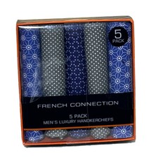 French Connection Men's 5 Pack Luxury Handkerchiefs