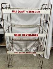 Vintage NEHI Beverages Metal Soda Rack   “FULL QUART-SERVES SIX” 47x27x21