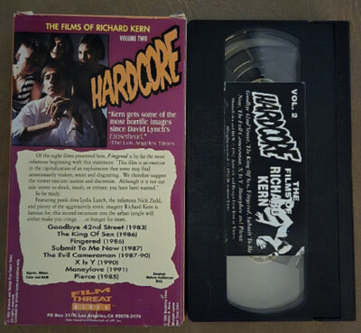 VHS Hardcore Vol. 2 Films Of R.Kern Lydia Lunch Nick Zedd Unrated