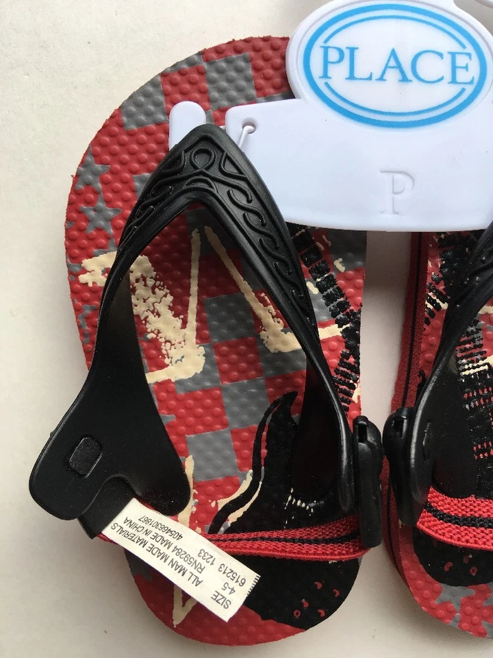 学步男孩儿童场所人字拖尺寸 4/5 红色和黑色弹性背部全新带标签 — 第 3/4 张图片