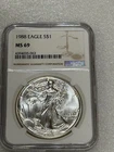 1988 Silver Eagle  NGC MS 69 Brown Label ~ Pristine ~ NO SPOTS (063)