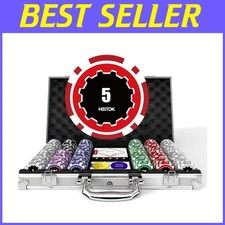 Casino Poker Chips Set with Denominations and Dice