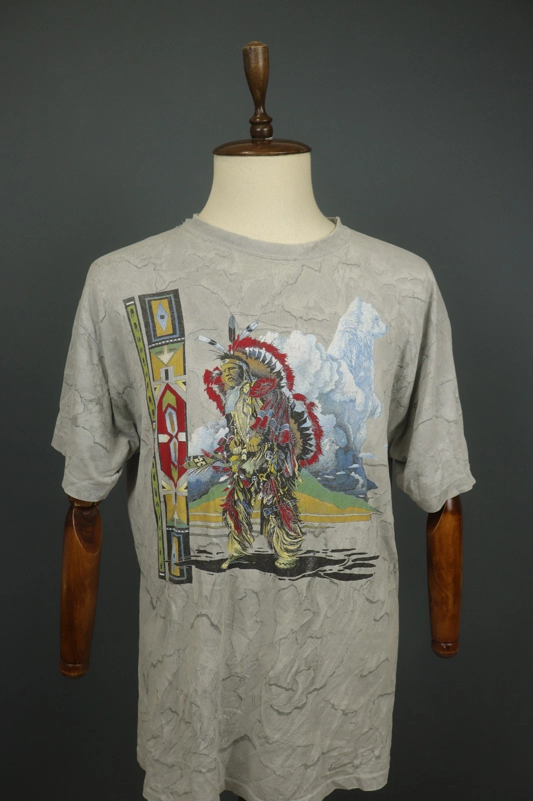 Ragtops Sportswear Multi Graphic Print Cotton Short Sleeve Pullover T-Shirt Sz L