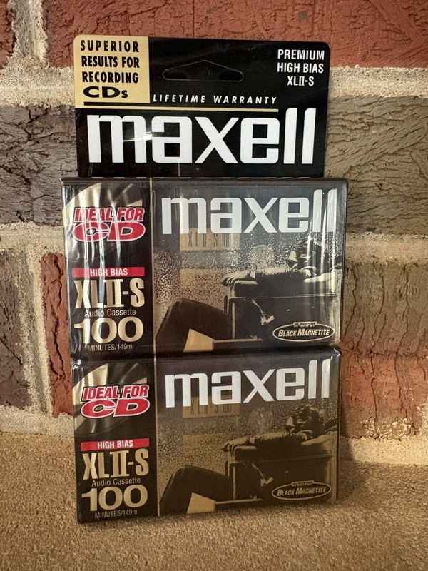 2 Maxell XLII-S Blank Cassette Tapes 100 min High Bias Hi Output Blk Magnetite