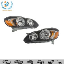 Headlight Assembly For Toyota Corolla 2003-2008 Black Replacement Headlamp LH+RH