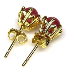 925Silber OHRRINGE Stecker Echte Edelsteine Pink Rubin 750 Karat gelbgVergoldung