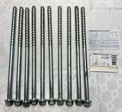 QTY 10 Simpson 12'' Titen HD Heavy Duty Concrete Screw Anchor THD501200 NEW