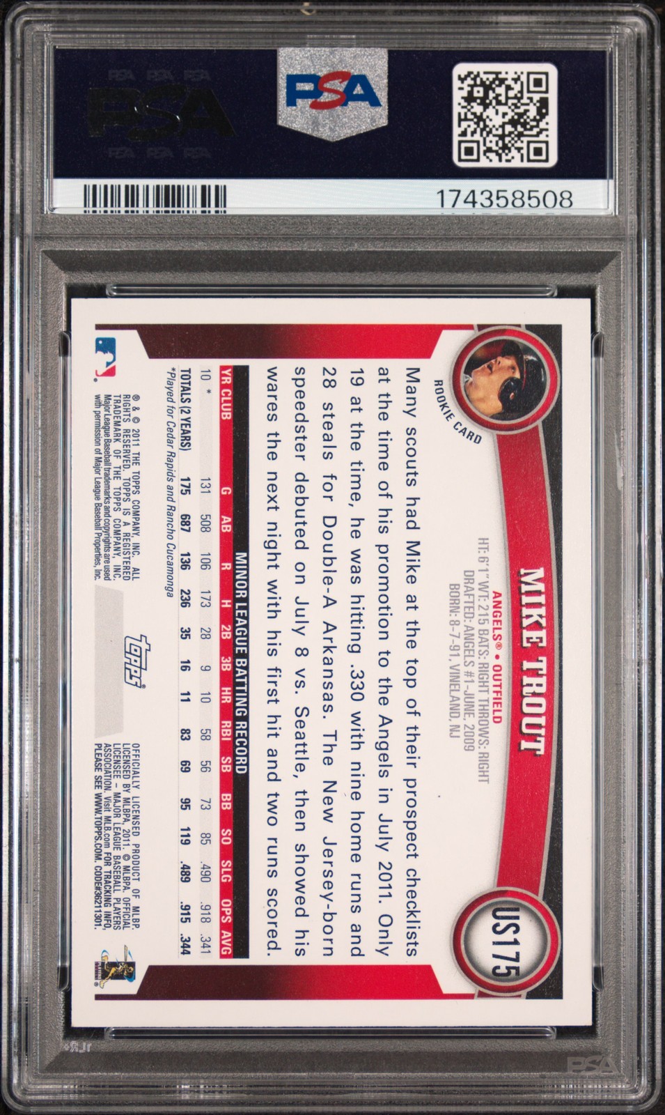 2011 Topps Update US175 Mike Trout RC PSA 6 174358508 view 2