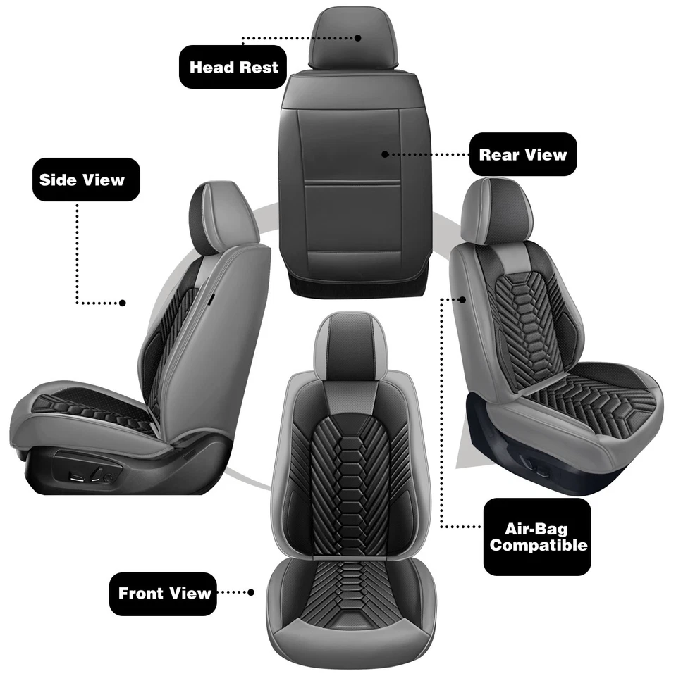 For Chevrolet Silverado GMC 1500 2500HD 3500HD Leather Car Seat Cover Full-Set Foto 3 de 4