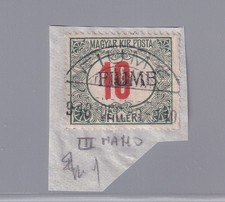 Fiume 1918/19 Sceau-Cachet - 10f Vert Et Rouge Surimprimé “Fiume” (507/s54)