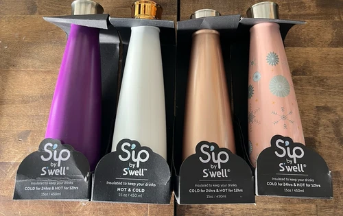 Sip By Swell Insulated Stainless Steel Water Bottle 15oz 450ml Lot Of 4. All NEW