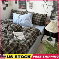 Premium Washed Cotton Buffalo Plaid Duvet Cover Set Queen 3-Piece Bedding New