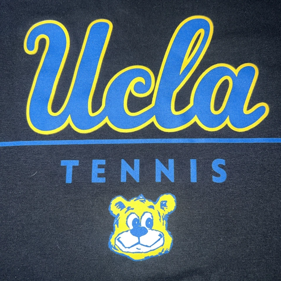 UCLA Bruins Script Logo Tennis Team Issued Athletic Shirt Medium Black NCAA New - Image 2 of 4