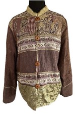 Original RETRO Brand VTG Boho Tapestry Brocade Beaded Accent Jacket Blazer Sz M