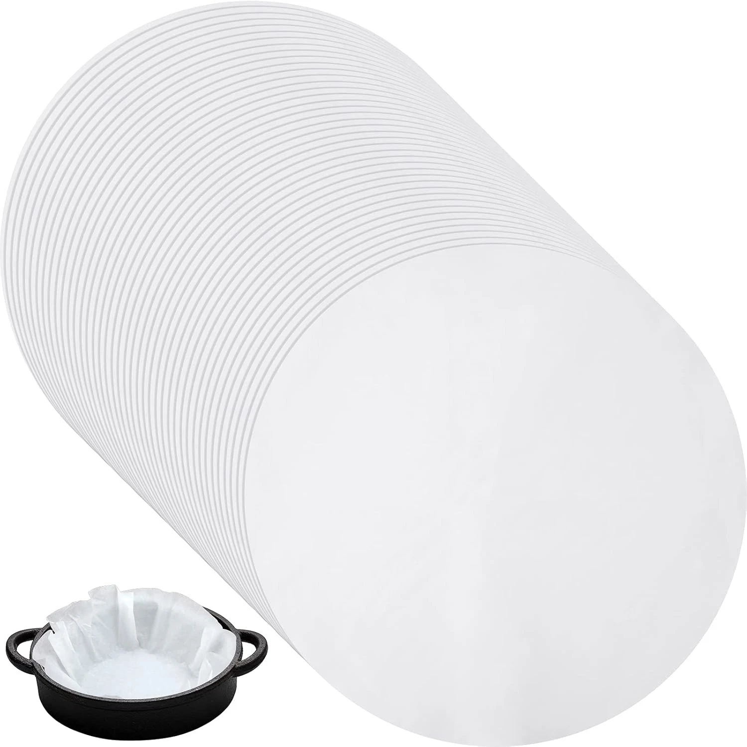 40 Pcs 20 Inch Disposable Dutch Oven Liners Round Parchment Paper White Baking