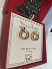 Mia Fiore MADE IN ITALY  14k gold plated bronze Hoop Earrings SMALL  NEW IN BOX