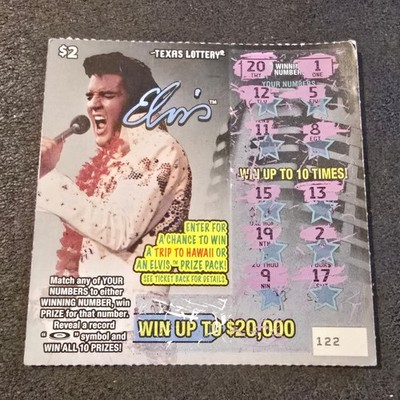 Texas Lottery Elvis Scratch-Off Ticket Rare Used Scratched Collectible