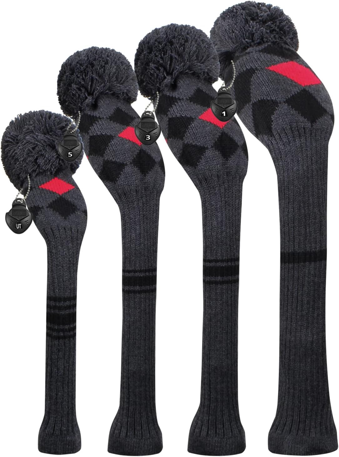 Club Head Covers 4 Pieces Knitted Item Fit Over Well Driver Wood