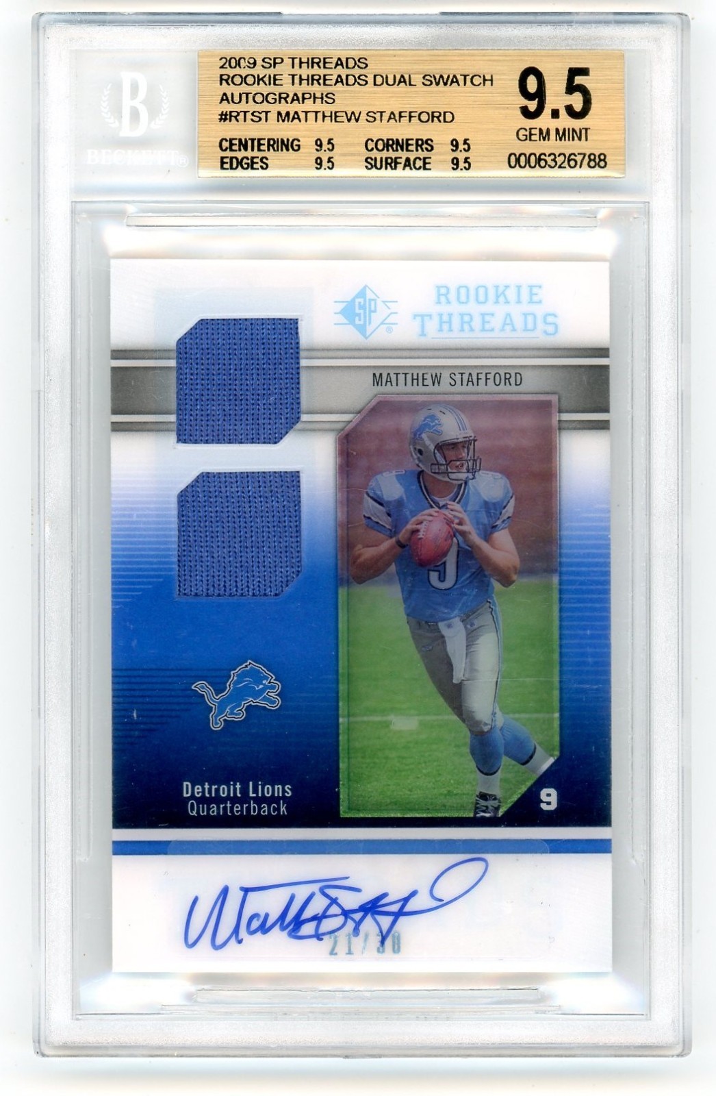 Matthew Stafford SP Threads Rookie Threads #RTST Dual