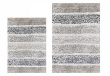 2 PCS Light Grey Cotton Bath Rugs Super Soft Absorbent Mat 21x32 17x24 Inch