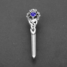 Silver Scottish Thistle Diamante Brooch Shawl Cloak Lapel Pin Kilt Scotland