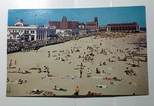 Vintage Asbury Park NJ Beach Scene Boardwalk Sunbathing Postcard