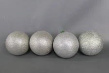 Vickerman 6" Silver Glitter Ball Ornament - Pack of 4 (See Picture)