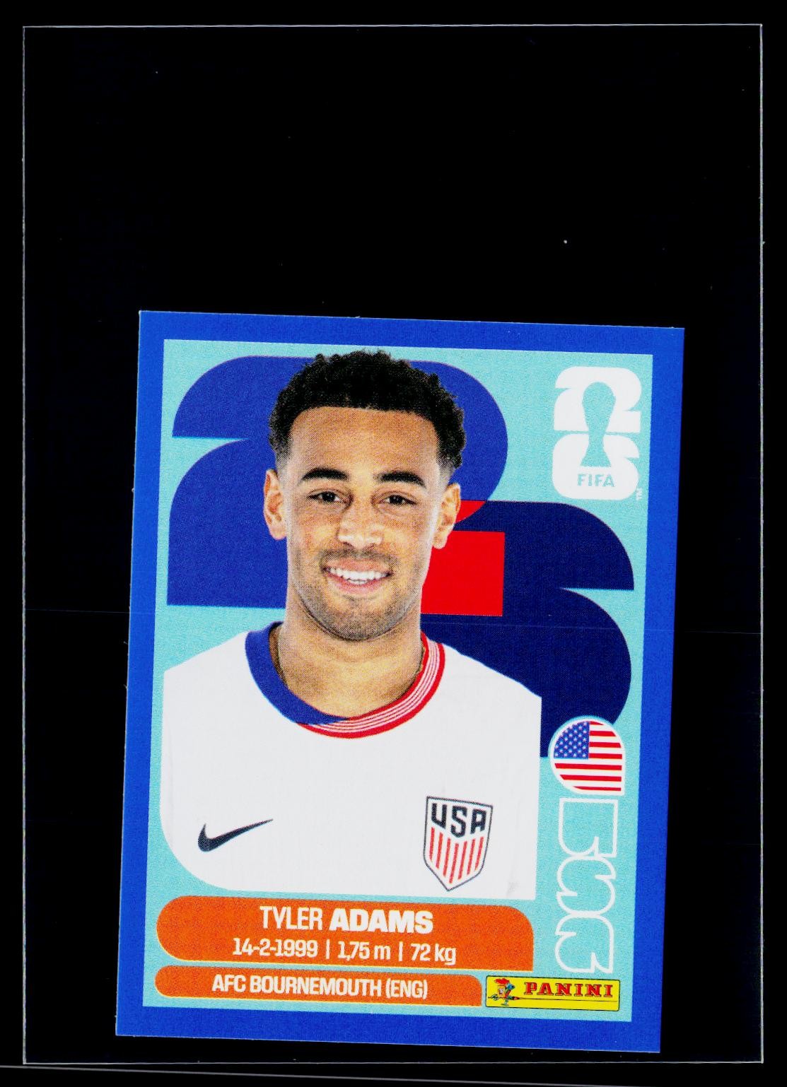 Tyler Adams 2026 Panini FIFA World Cup Stickers Blue #USA8 USA