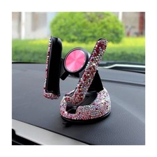 Bling Rhinestone Universal Car Phone Holder - Crystal Dashboard Mount - Pink