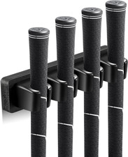 Wall-Mounted Wooden Golf Club Rack with 4 Clips for Garage Display Black 