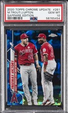2020 TOPPS CHROME UPDATE SAPPHIRE ED #261 JUSTIN UPTON/MIKE TROUT PSA 10