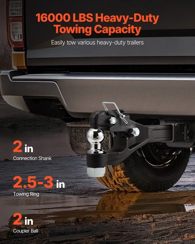 Pintle Hook, 16000 lbs Towing Capacity, Pintle Hook Hitch for 2-inch Hitch Hook