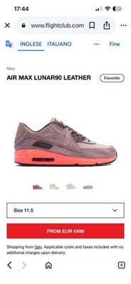 Nike AIR MAX LUNAR90 LEATHER 11.5 May Worn Lunar 90