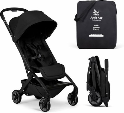 Joolz Aer2 Travel Stroller Folding Single Seat Black Rubber Tires