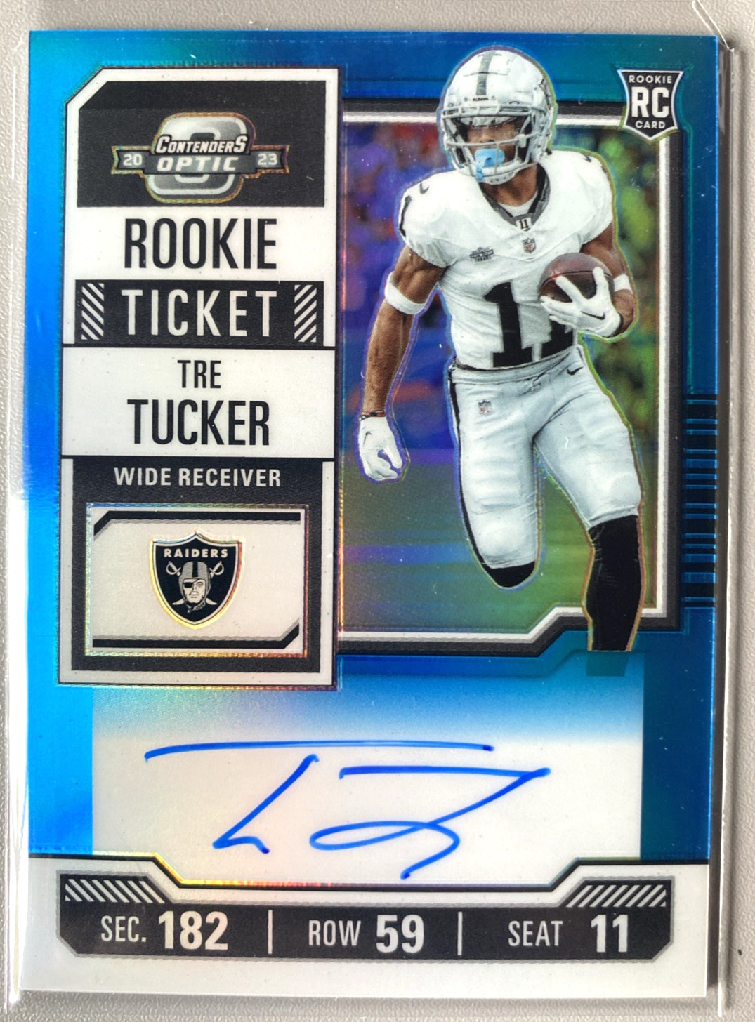 2023 Panini Contenders Optic Football Tre Tucker #137 RC Rookie Teal Auto /99