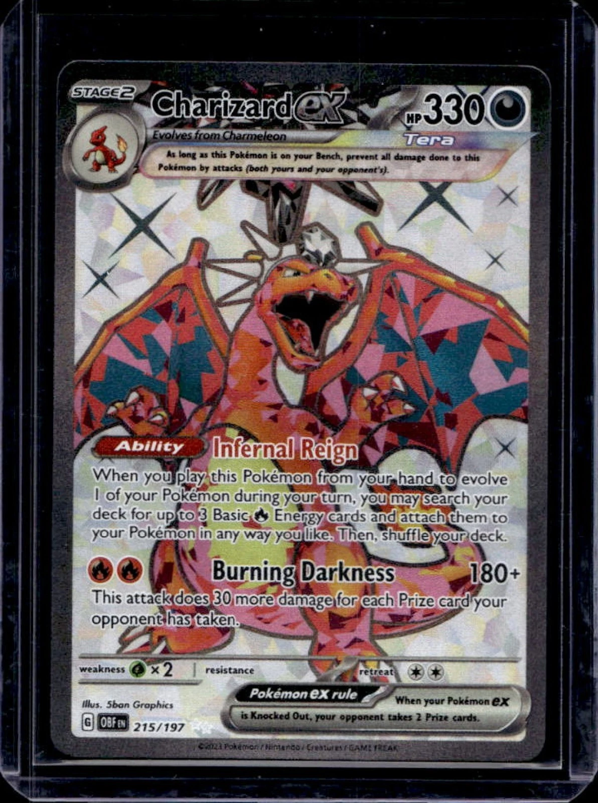 2023 Pokemon SV Obsidian Flames Charizard ex Ultra Rare #215/197
