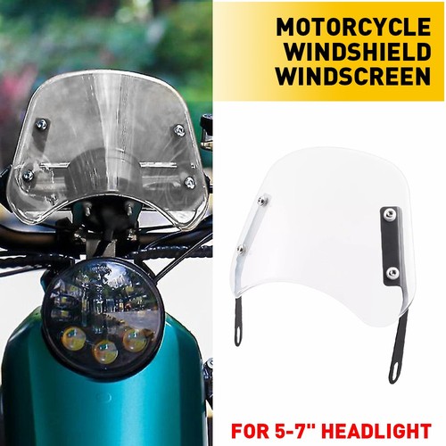 Universal Clear Windshield Windscreen For Motorcycle w/Mount Bracket 5"-7" EOA