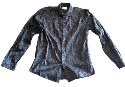 Lindbergh White Floral Print Button Down Shirt Men's Large Black Long Sleeve