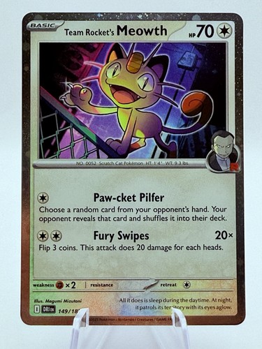 SV10: Destined Rivals #149/182 Team Rocket's Meowth Promo (Cosmo Holo)