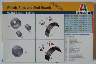 1/24 Truck Wheel Rims & Mud Guards w/Decals Italeri #3870 Factory Sealed MISB