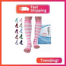 Doc Miller Open Toe Compression Socks for Women  Men, 15-20 mmHg Toeless Knee H