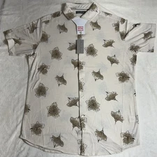 Daniel Cremieux Signature Floral Printed Jersey Jacquard Short Sleeve Shirt L