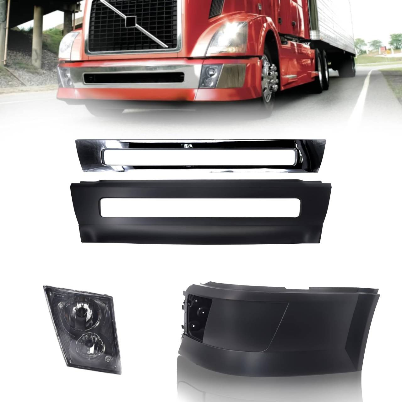 Bumper Left Side & Center & Foglight for Volvo VNL 2004 - 2015