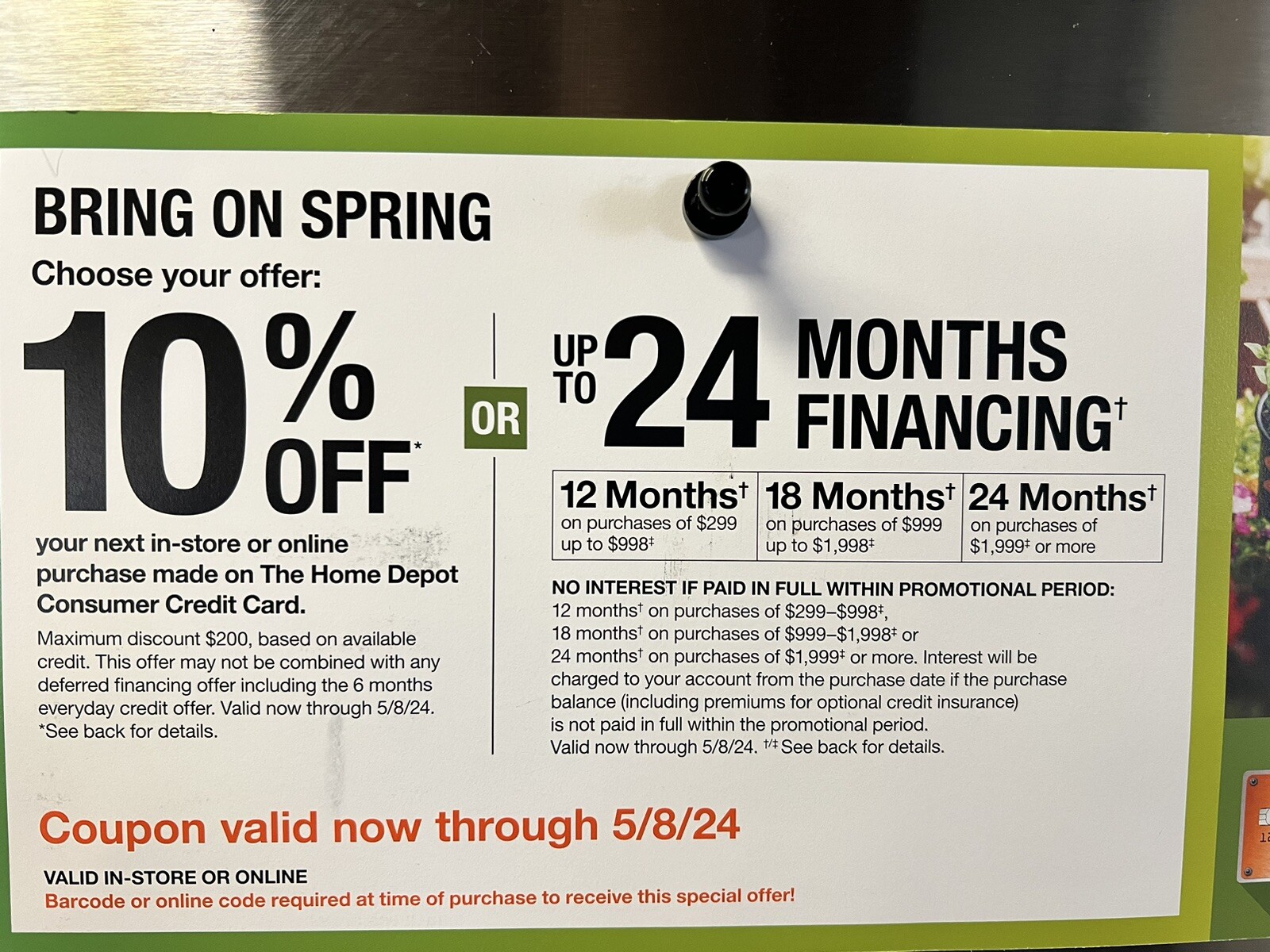 Home Depot Coupon 10 off with HD Credit Card, Exp 5/8/2024, In Store or Online eBay
