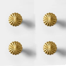 Round Solid Brass Knobs Contemporary  Dresser Drawer Knob Handles 4 Pack