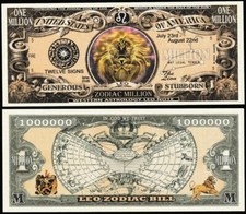 Zodiac Leo Million Dollar Bill, The Lion - Lot of 2 Bills