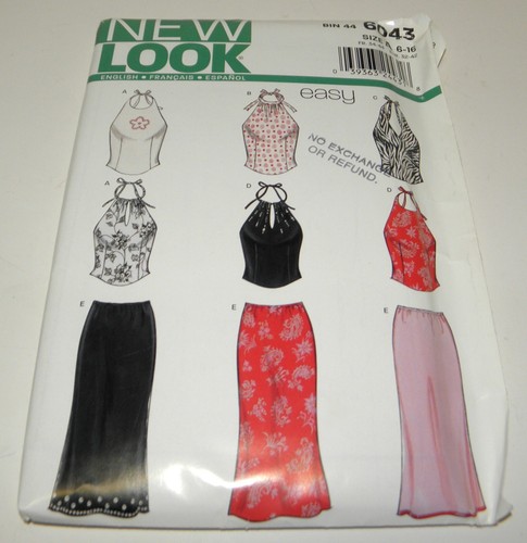 New Look 6043 Sewing Pattern,6-16 Halter top & Skirt, Uncut - Picture 1 of 2