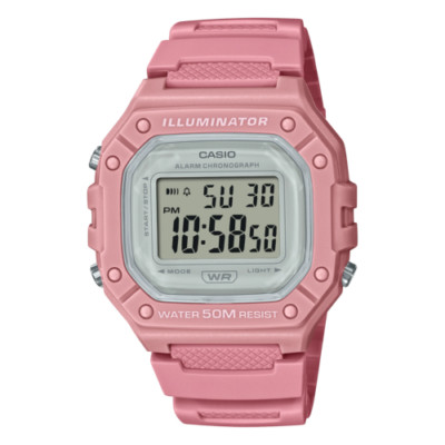 Casio W218HC-4AV, 50 Meter WR Chronograph Watch, Alarm, Pink Resin, Illuminator